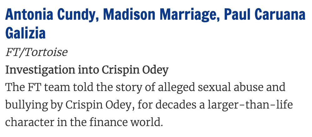 Investigation into Crispin Odey is on the longlist for the @PrivateEyeNews Paul Foot Award. private-eye.co.uk/paul-foot-award