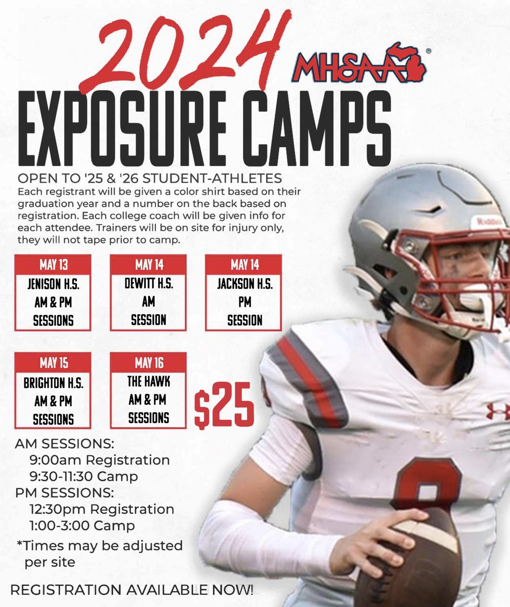 I will be in attendance for the 2024 MHSAA exposure camp at the Hawk next Thursday.