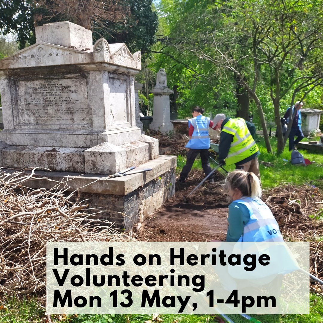 Hands on Heritage is back! We will be hosting groups of volunteers to work on heritage conservation projects across Tower Hamlets Cemetery Park. Next session, Monday 13 May, volunteers will be focusing on grave searching/location. Book your place here: buytickets.at/thefriendsofto…