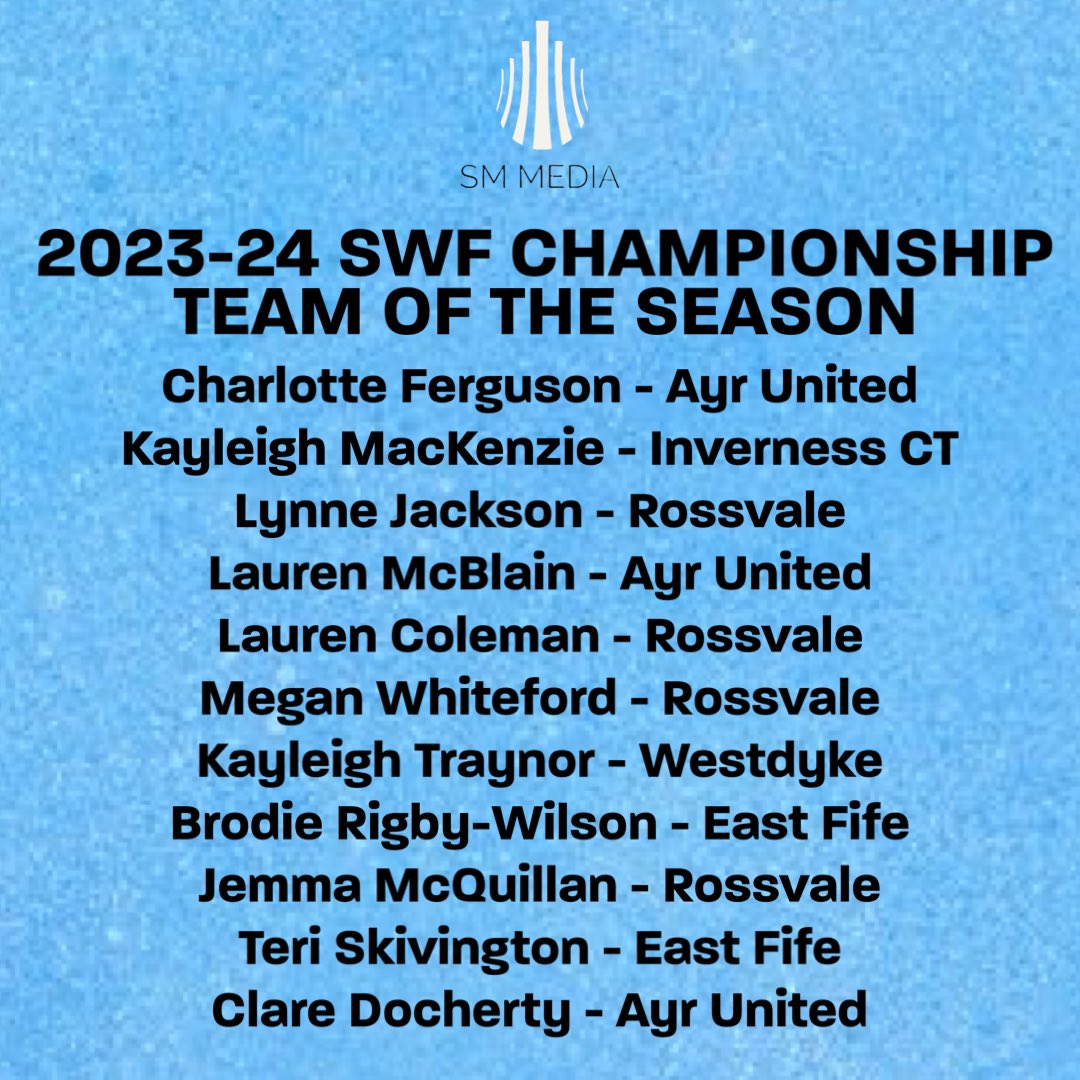 2023-24 SWF Championship Team of the Season @ferg2112 @kayleig82617319 Lynne Jackson @laurenmcblain13 @lauren5x @__mxgan_ @TraynorKayleigh @brodierigbyw @jemmamcquillan Teri Skivington @clare_doc @SWFChampionship