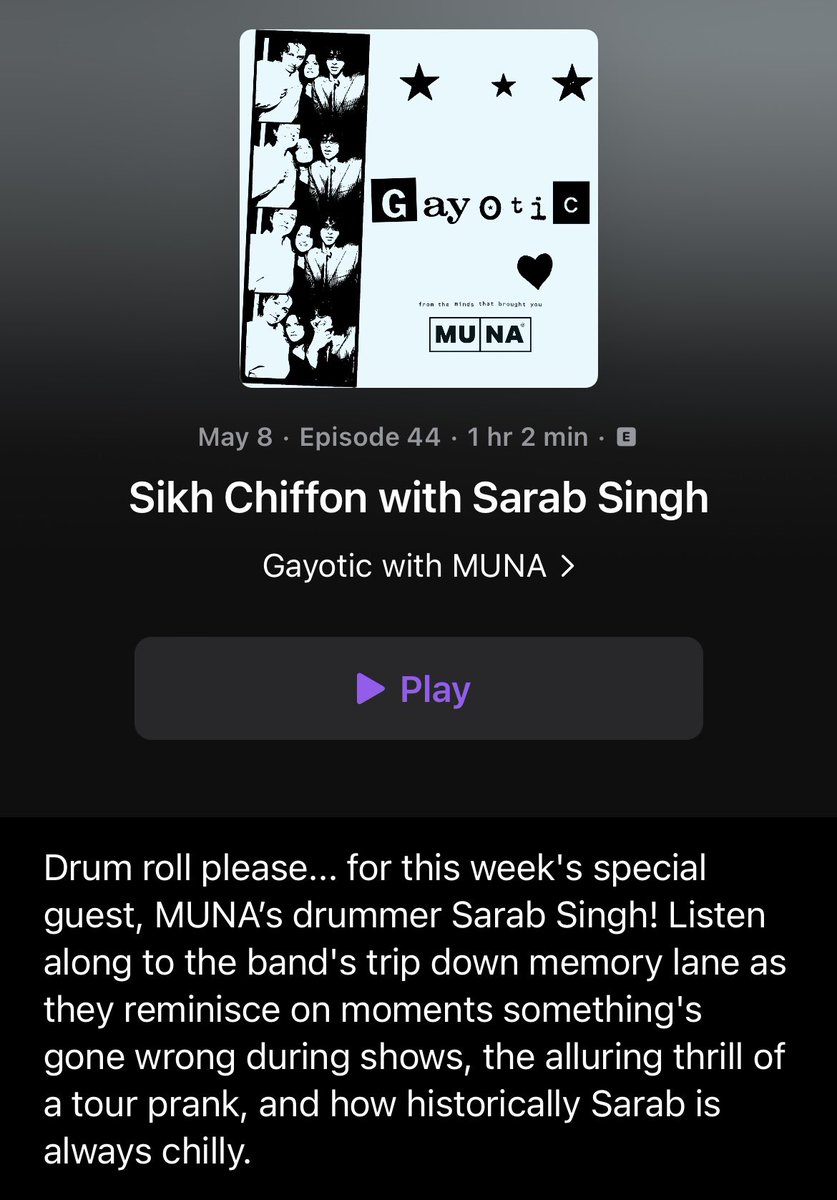 🎙️ | Gayotic featuring MUNA's drummer Sarab Singh is available to stream now! Spotify: open.spotify.com/episode/1EkGIi… Apple Podcasts: podcasts.apple.com/us/podcast/gay…