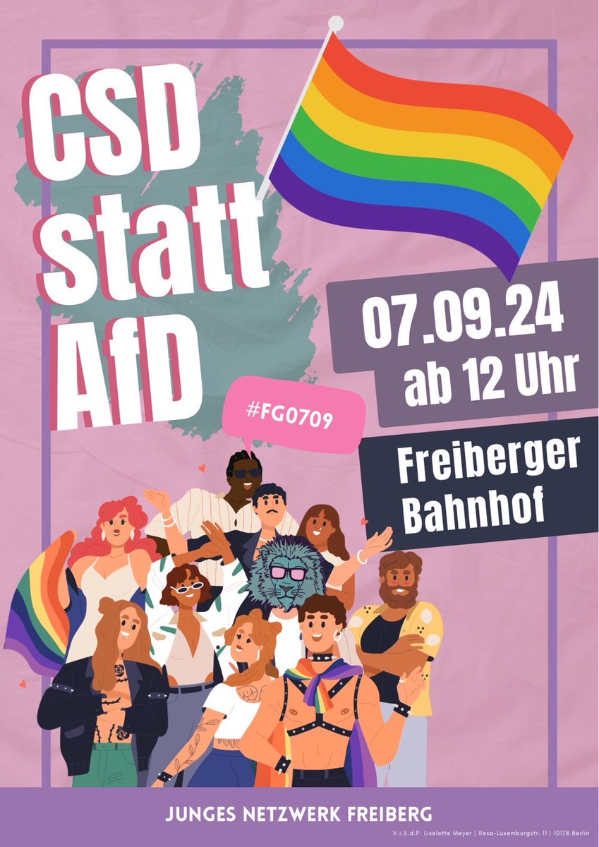 CSD statt AfD! - Der erste #CSD in #Freiberg 🏳️‍🌈 Safe the date! 07.09.2024 ab 12 Uhr #fg0709 Ein Aufruf und Thread - (1/9)