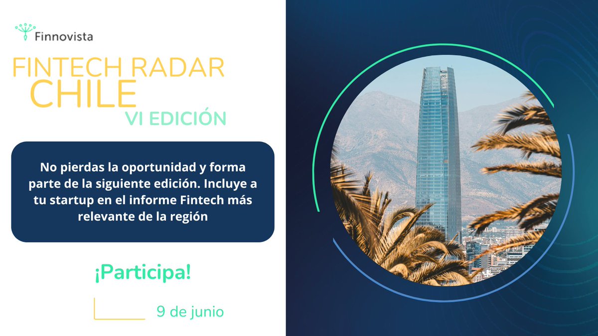 🔊 ¡Atención #Fintechs de 🇨🇱! ¿Quieres destacar en el ecosistema financiero? Participa en la VI edición del Finnovista Fintech Radar Chile. ¡Es tu oportunidad de destacar! 🌟
🗓️ Plazo: hasta el 9/06
👉🏼 es.surveymonkey.com/r/5C5MT9L
 #Emprendimiento #StartupsChile #Innovación
