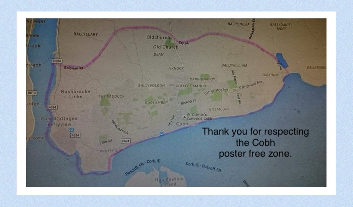 We’ve had a poster free zone in Cobh since 2016. Please respect this for #LE2024 and #EUelections2024 . #posterfree #cobh #tidytowns