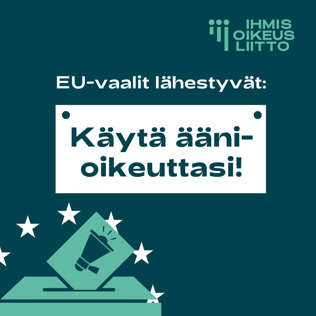 Hyvää Eurooppa-päivää! 💙 EU-vaalit lähestyvät! Me haluamme EU:n, joka pitää kiinni ihmisoikeuksista, demokratiasta ja oikeusvaltiosta. 🇪🇺 🗳️ Käytä äänioikeuttasi vaaleissa! #europarlamenttivaalit #EUvaalit #eurovaalit #vaalit #ihmisoikeudet