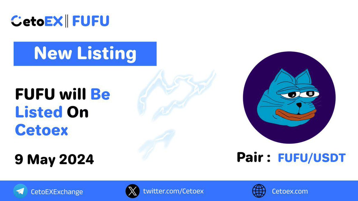 🔥 The News is out you all are waiting for 🔥 💎The first CEX listing of FUFU is confirmed 🚀 🥂FUFU is going to List on CetoEX more details will be shared shortly 💥 Top1 Tier CEX listing announcement is on its way our marketing team shall surprise you 💰