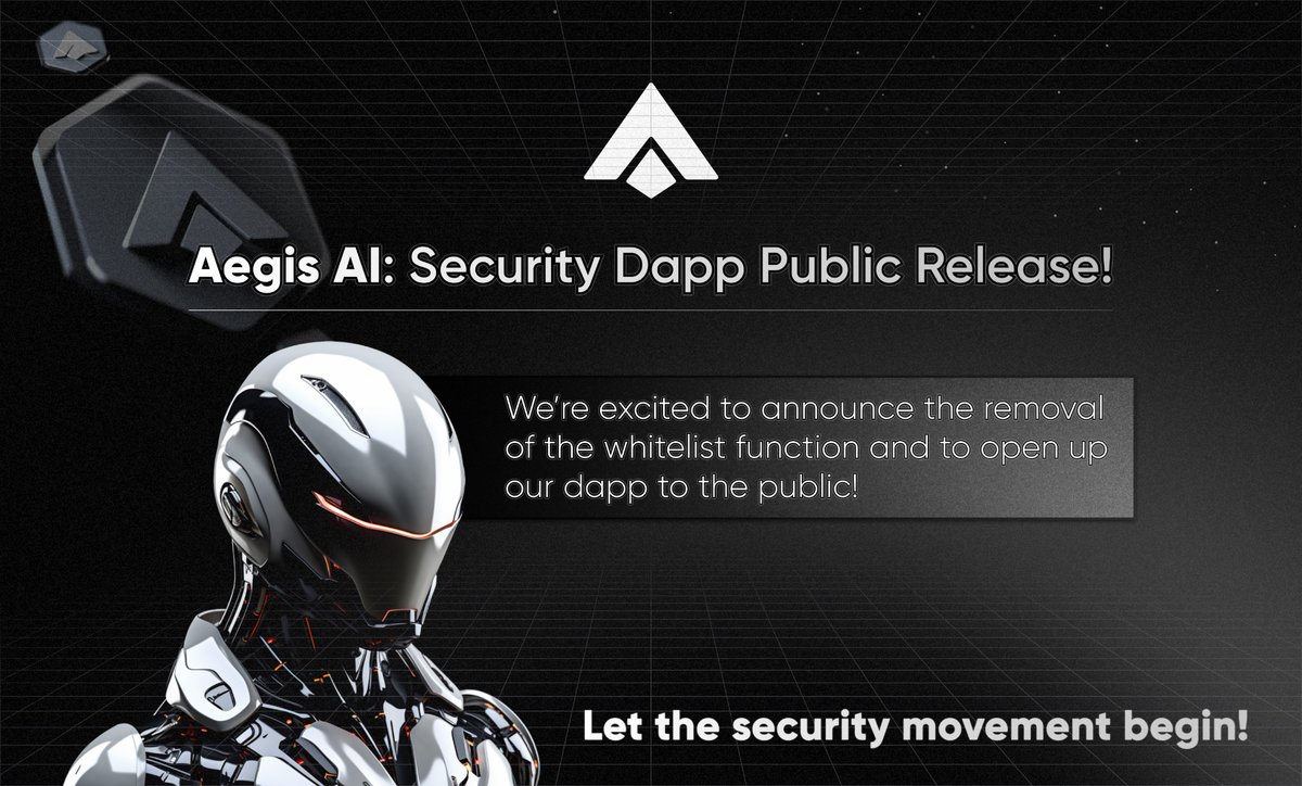 We are thrilled to announce the full public availability of our cutting-edge V1 Aegis Ai Security Dapp! Seize control of your future and ensure your safety with the powerful features of our Dapp. Equipped with all the necessary tools to safeguard your transactions and data on
