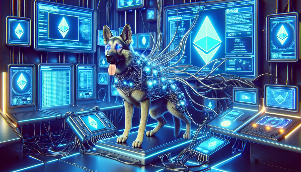MADDOGeth's tweet photo. With the cooperation of scientists, they found that #MADDOG's dependence on Ethereum was not accidental. 

It turned out that an algorithm was programmed into its chip that could recognize specific data patterns on the #Ethereum blockchain and convert them into energy. https://t.co/QctjGkshFc