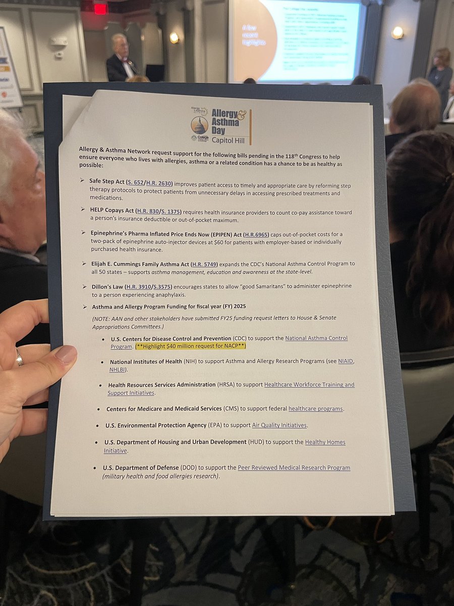 Wondering what bills we are advocating for today? Check out our handout given to each advocate to help ensure everyone who lives with #allergies, #asthma, and related conditions has a chance to be as healthy as possible! #AADCH2024