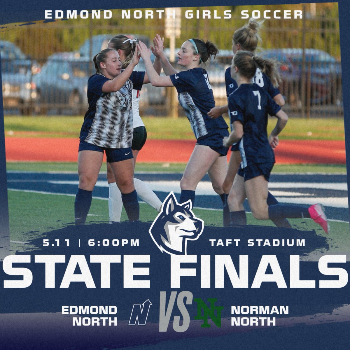 Edmond North Girls Soccer will take on Norman North Saturday Night at 6:00 at Taft Stadium in the 2024 OSSAA 6A State Finals! #HuskyNation #uN1ty @enhs.girls.soccer