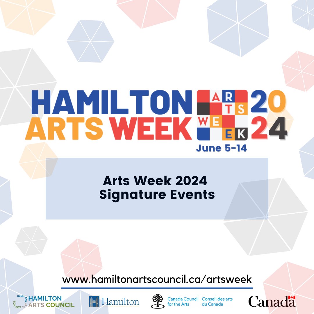 #HamiltonArtsWeek is kicking off in less than a month❗️Join us from June 5-14th - see below to learn about the signature events! 🎶🎭🎨 🌐Discover all the details by visiting: hamiltonartscouncil.ca/artsweek @cityofhamilton @CanadaCouncil @CdnHeritage #HamOnt #HamArts
