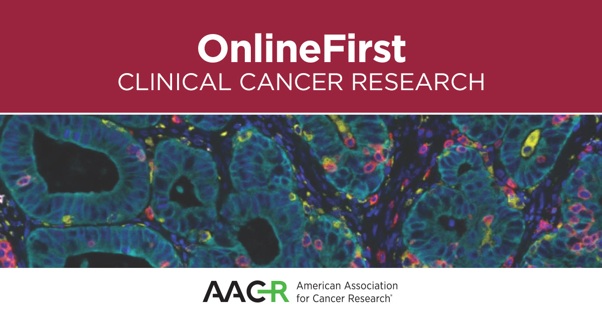 Stay up to date with the latest Clinical Cancer Research #OnlineFirst articles. bit.ly/3ydyxVp