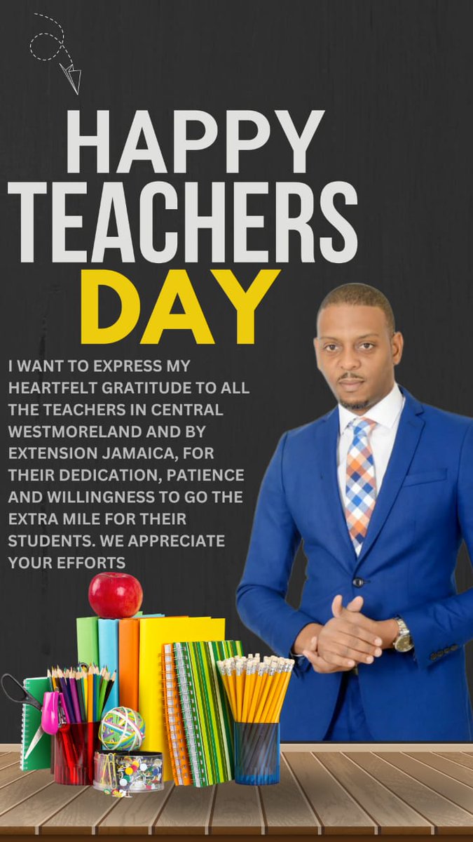 Happy Teacher's Day to the dedicated teachers of Central Westmoreland and, by extension, Jamaica. 

#DwayneVaz 
#centralwestmoreland 
#PNP 
#TimeCome 
#happyteachersday