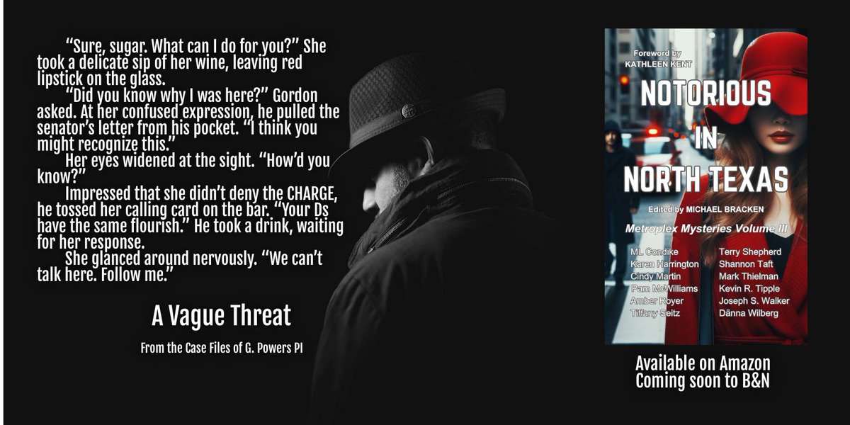 Today's #bookqw is CHARGE. From my 1940s noir in @SinCNorthDallas #mystery #anthology Notorious in North Texas.

amazon.com/Notorious-Nort…