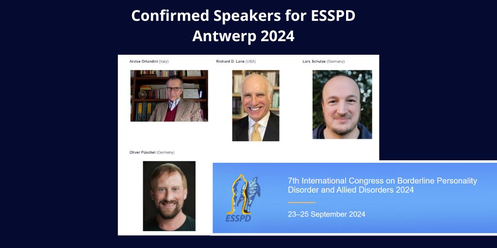 Speakers for ESSPD #Antwerp  2024  🔍😀🖊️📝

borderline-congress.org

#congress #psychology #psychotherapy #congress #congress #scientific #psychoeducation #scientific