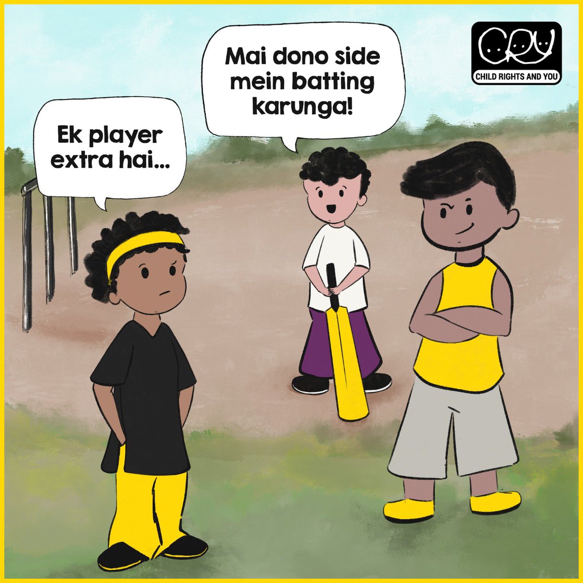 #ChildhoodCricketMemories
The happiest moment in gully cricket. Tag that lucky player. 🤩 🏏
.
.
.
🏷️ #CRYIndia #ChildRightsAndYou #ForOurChildren #GullyCricket #Nostalgia #Memories  #CricketSeason #IPLT20 #GameRules