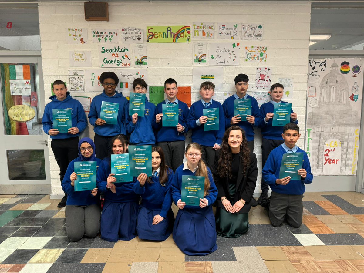 Congratulations Emma Hughes from @PwCIreland for delivering the 'Our World' progamme to 5th class students at St Brigid's Girls National School & the 'Economic for Success' programme to 1st year students @ardscoillasalle .#inspiringyoungminds #BelieveInScience #FidelityIreland