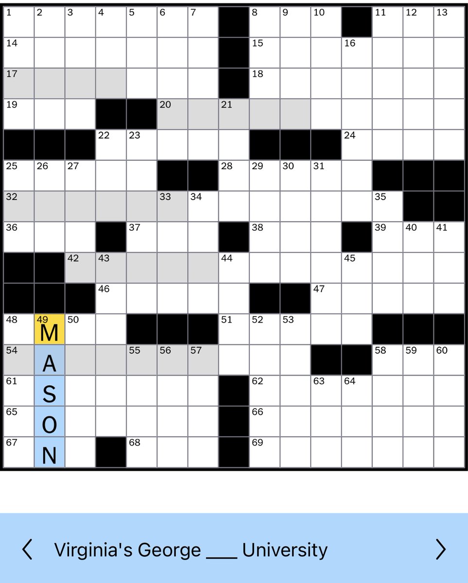 A little GREEN and GOLD in today's @nytimes crossword! We love to see it! #AllTogetherDifferent #MasonNation 💚💛