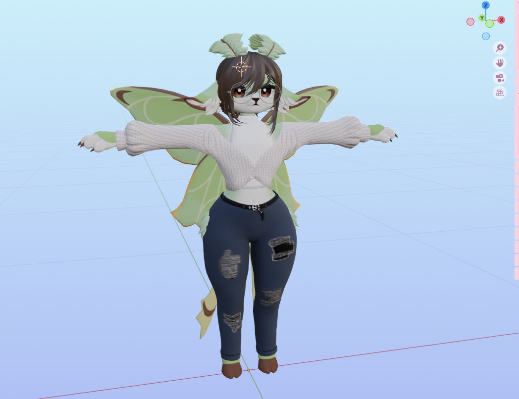 luna is put together now :D just have to do the unity side today so she'll be ready by friday #VRChat #deira #vrchatfurry