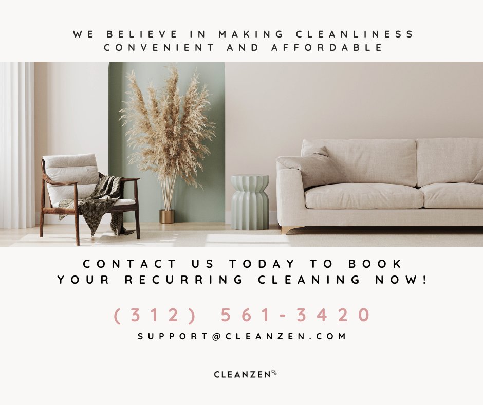 Contact us today to book your recurring cleaning and experience the difference with Cleanzen.
#Chicago #Maintainance #Home #CleanSpace #RecurringService #DiscountedService #Cleanzen #CleanzenChicagoMaids #MaidServices #EffortlessClean