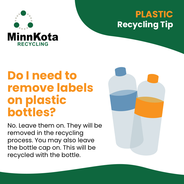 PLASTIC RECYCLING TIP ♻️
You do not need to remove labels when recycling plastic bottles. 

#recyclingtips #recycling #recycle #plasticrecycling