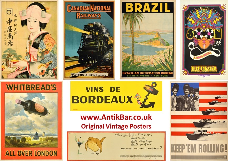 NEW! Have you browsed our latest additions yet? Over 80 original vintage travel, advertising, sport, war, propaganda and movie posters from around the world at antikbar.co.uk/latest_product… — all available online with worldwide delivery and at our gallery #AntikBar #VintagePosters