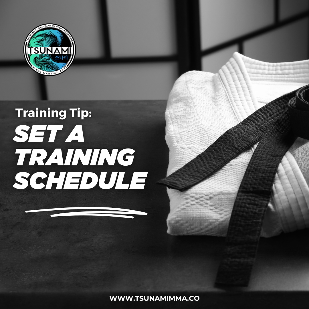 Set a training schedule that works for you and stick to it. Whether it's morning sessions before work or evening classes after school, having a routine helps you stay on track and make progress towards your goals.

#TrainSmart #ConsistencyIsKey #TsunamiMMA #MMAinDecatur