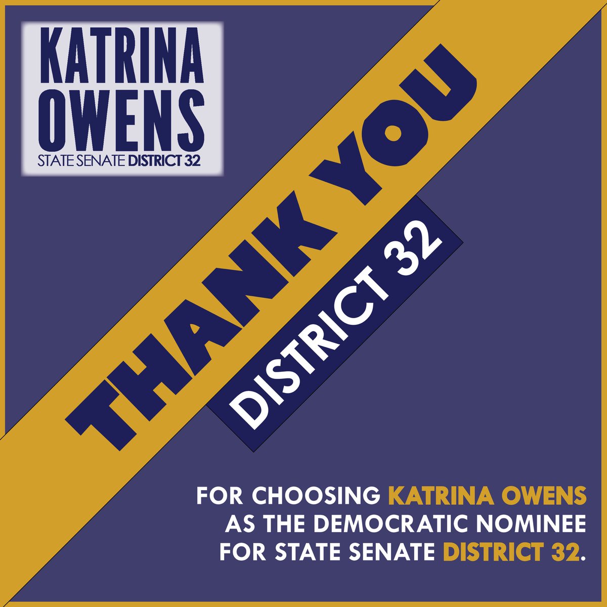It’s official! KO is the 🔵Democratic nominee for the 32nd district!

Thank you ‼️ to all those who came out to show your support! 🎉

Special congratulations to <a href="/mccray4ussenate/">Valerie McCray</a> for her win 🏆 at the polls as well! Our coalition is strong!💪 

#Owens4IN #INSenate2024 #District32