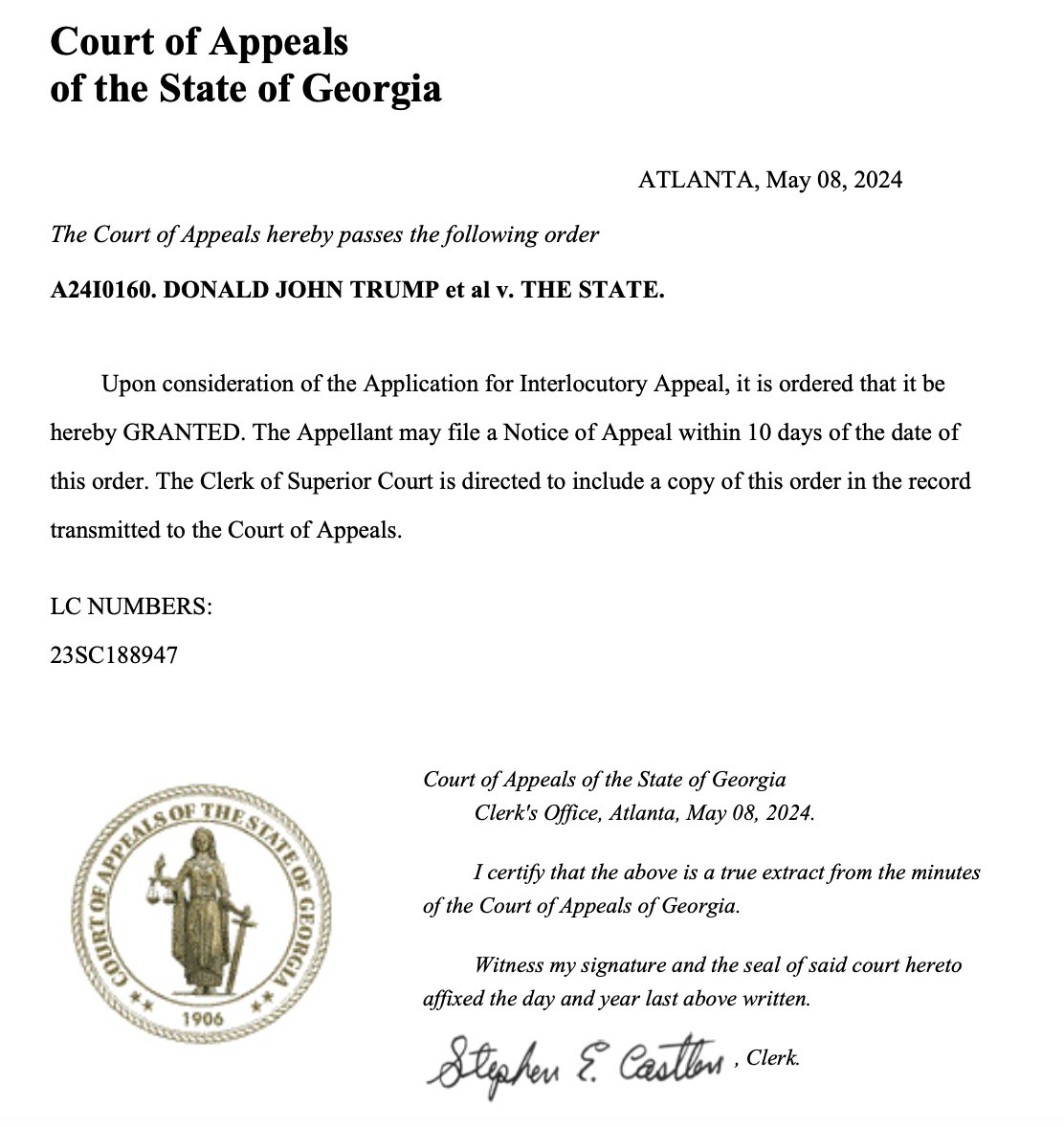 JUST IN: Georgia appeals corut has agreed to consider Trump's appeal of the ruling rejecting Fani Willis' disqualification from his criminal case. This is almost certain to significantly delay the potential trial, which was already unsettled. efast.gaappeals.us/download?filin…