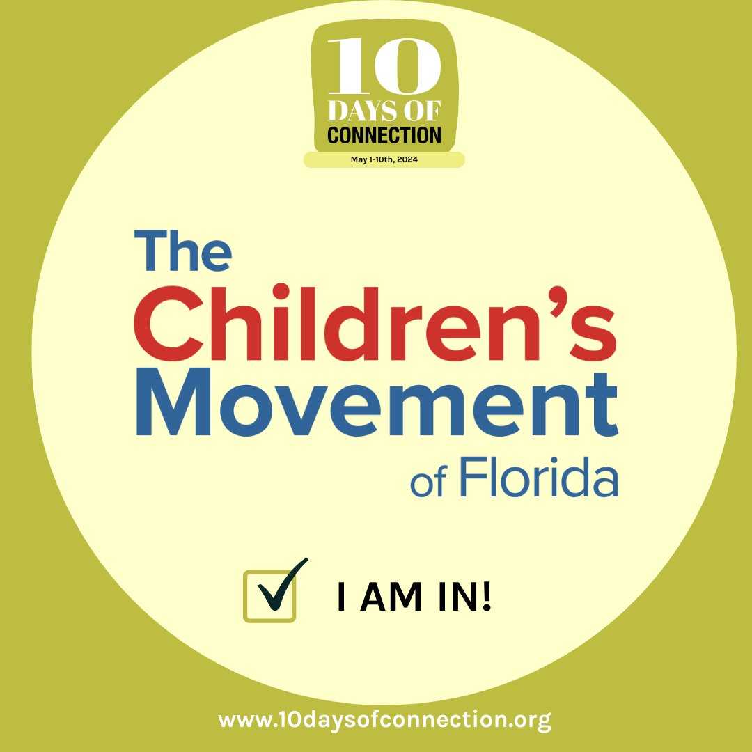 The Children's Movement of Florida (@childmovementfl) on Twitter photo May 1st marked the 1st day of <a href="/10dofc/">10 Days of Connection</a>, a community-wide movement founded in Miami in 2017 with the goal of connecting locals from varied backgrounds to build a stronger & healthier community. As one of the -community partners, <a href="/ChildMovementFL/">The Children's Movement of Florida</a> is proud to say we are IN! May 1st marked the 1st day of <a href="/10dofc/">10 Days of Connection</a>, a community-wide movement founded in Miami in 2017 with the goal of connecting locals from varied backgrounds to build a stronger & healthier community. As one of the -community partners, <a href="/ChildMovementFL/">The Children's Movement of Florida</a> is proud to say we are IN!
