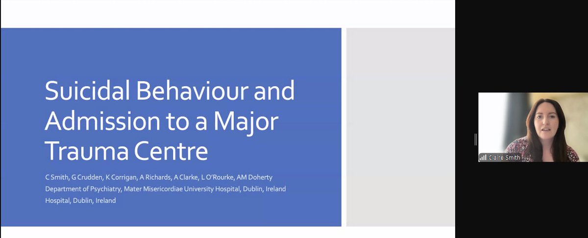 We are now moving to our rapid-fire presentations. First up is Dr Claire Smith who is presenting on suicidal behaviour and admission to a major trauma centre. #CSSHRI2024 #ConnectingforLife