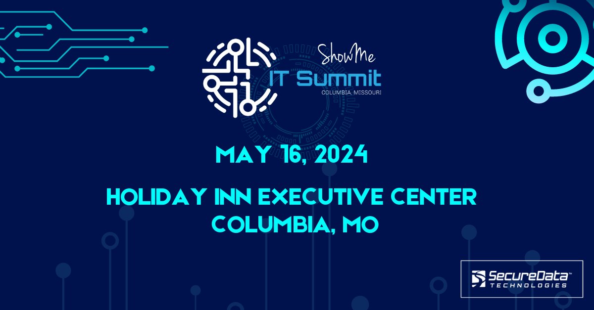 ShowMe IT is just a week away! Follow the link to register now: securedatatech.com/events/showme-… #RedefiningExcellence #SecureDataTech #ShowMeIT #AI #Technology #como #ColumbiaTech #TechTalk #MOTech #TechEd #TechnologyTalk #MissouriTech #TechnologyEducation #ColumbiaMO