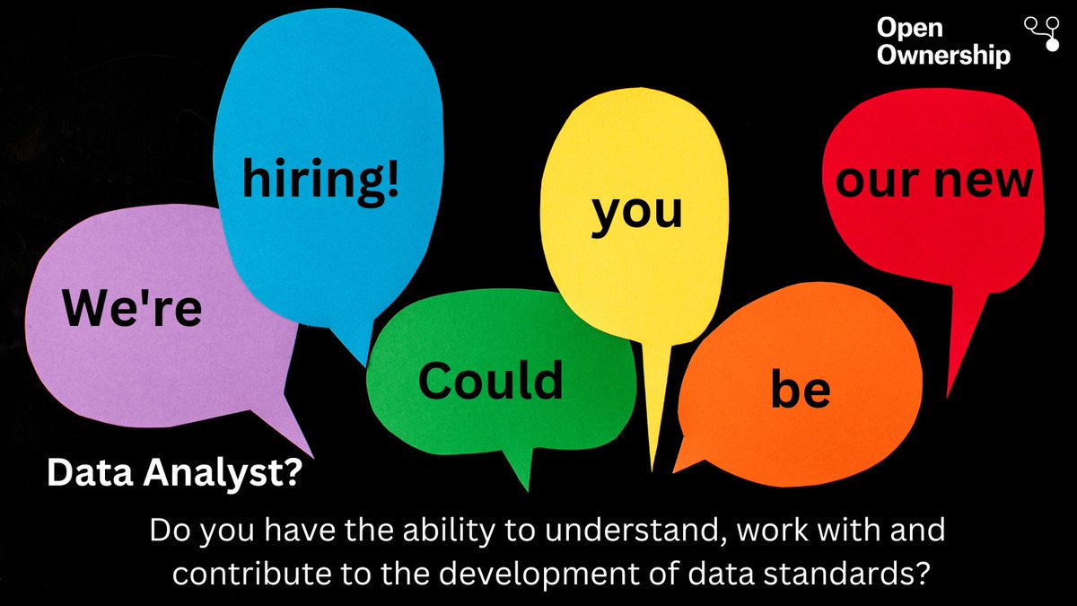 We're #hiring a Data Analyst, #ICYMI Do you have the ability to understand, work with and contribute to the development of #DataStandards? Read more and apply: openownership.org/en/about/jobs/… #OpenData #BeneficialOwnership #DataAnalysis #NGOJobs #DataJobs