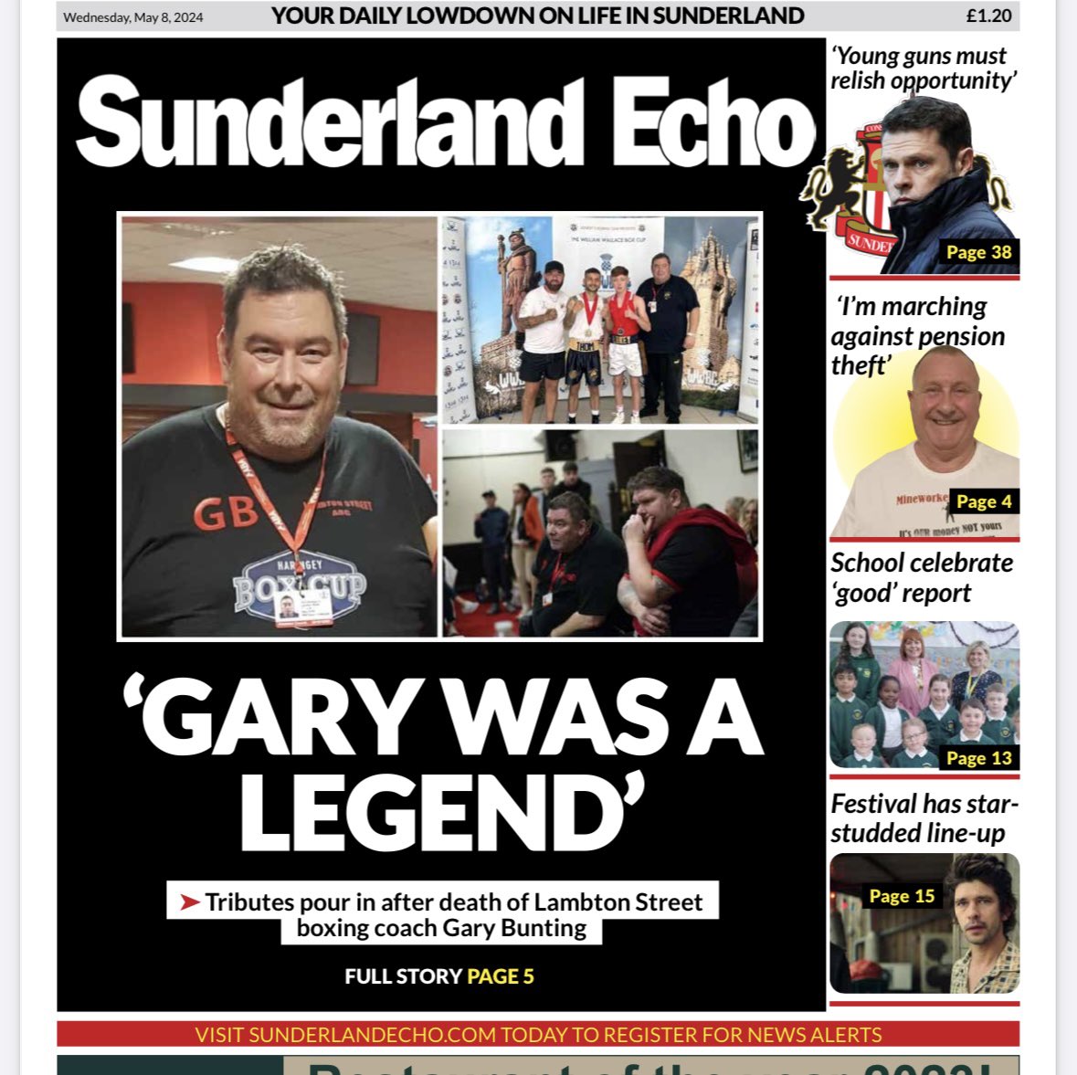 Today’s front page as tributes pour in for much-respected boxing coach Gary Bunting. Full story here: sunderlandecho.com/news/people/tr…