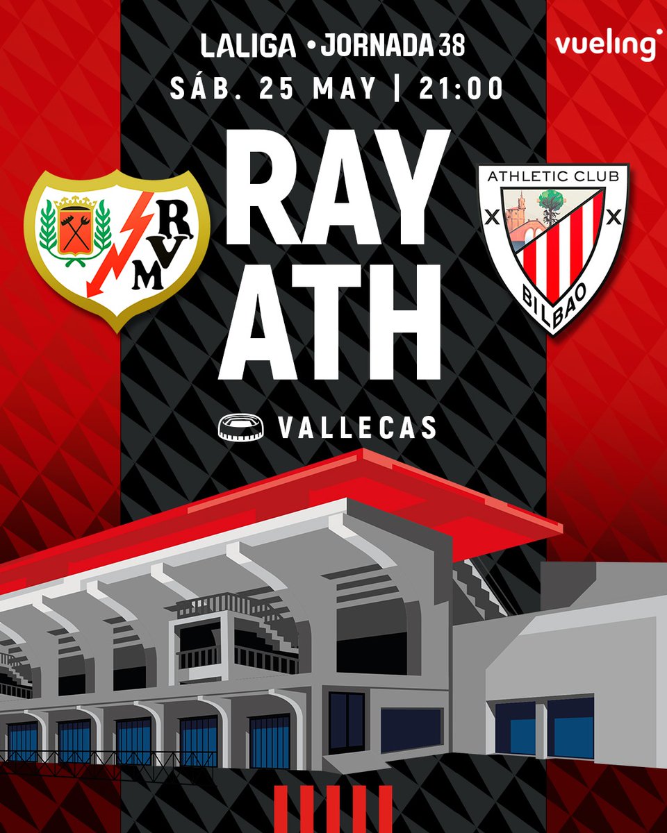 ⏰ Fijado el horario de nuestro último partido de @LaLiga 🆚 @RayoVallecano 🗓 Sábado, 25 mayo 🕘 21:00 horas ℹ Sujeto a cambios en función de los objetivos clasificatorios. #RayoAthletic #AthleticClub 🦁