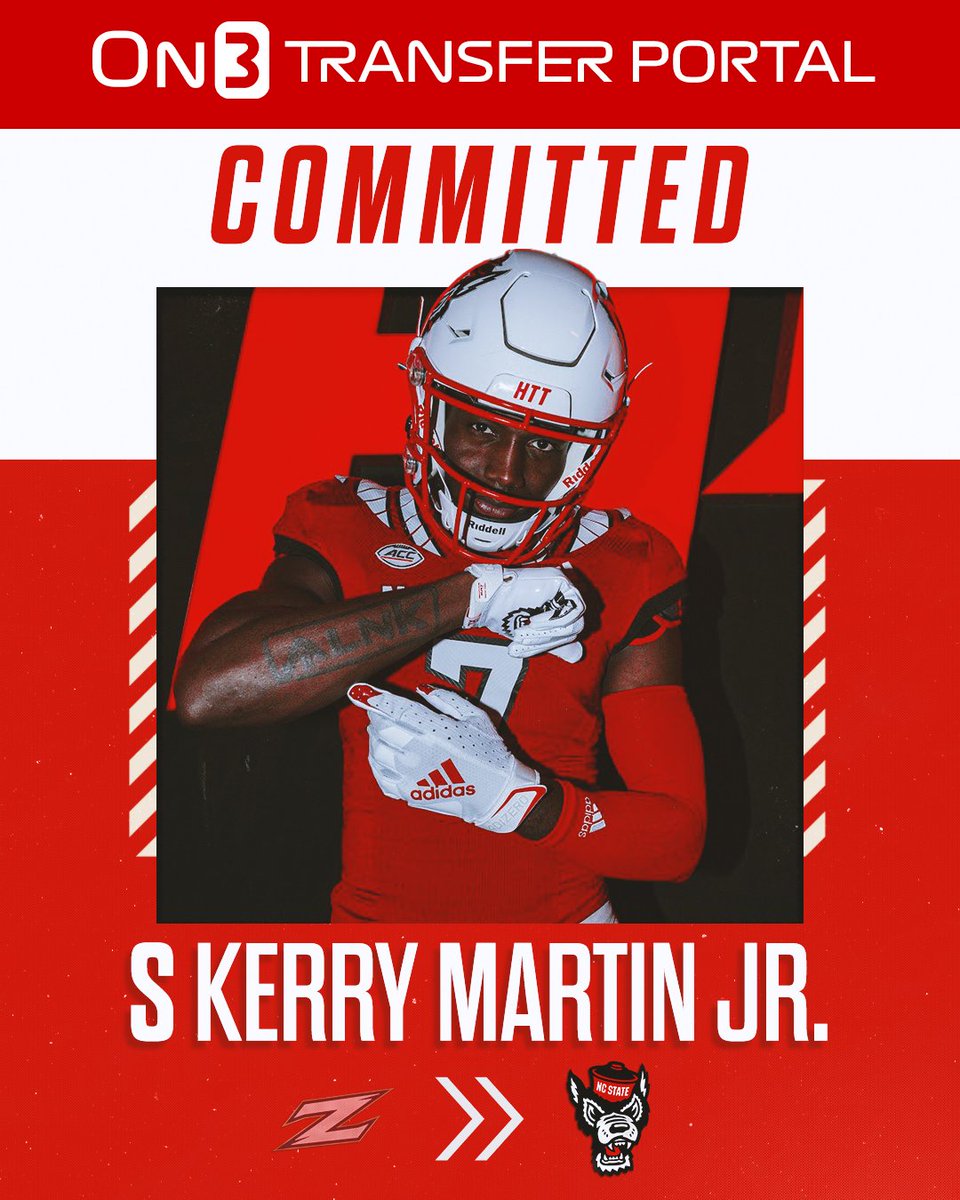 BREAKING: NC State just landed a commitment from Akron safety Kerry Martin Jr.! The graduate transfer defensive back was an All-MAC honoree last season and started his career at West Virginia. Martin will reunite with Tony Gibson in Raleigh! More here: on3.com/teams/nc-state…