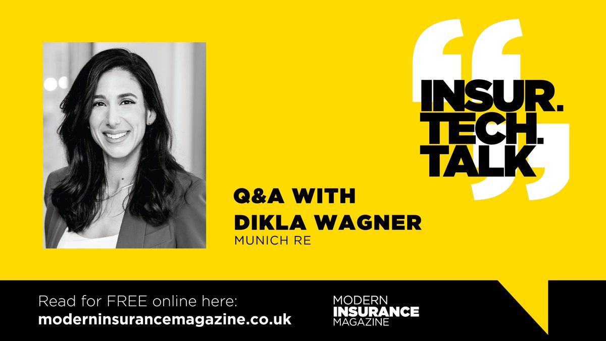 ModInsuranceMag's tweet image. It was great to hear from Munich Re&apos;s own @DiklaWagner in our latest issue of #InsurTechTalk 🩷 Thank you for your time and insights, Dikla!

Turn to pg.73 to read the full #interview for free online: yumpu.com/en/document/re…

@MunichRe @ITI_Insurtech #InsurtechWeek #Insurtech