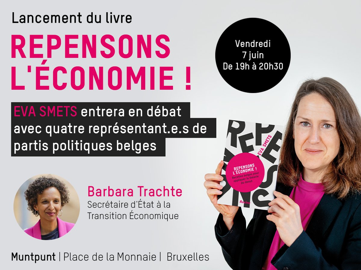 Directrice @EvaMSmets présente son nouveau livre : 'Repensons l'économie'. Elle en débattra ensuite avec quelques politiciens dont @barbaratrachte d' @Ecolo. 🗓️Le vendredi 7 juin à 19h 📍Muntpunt, Bruxelles 🍷Une réception suivra. ✍️Inscrivez-vous ici : oxfambelgique.be/repensons-leco…