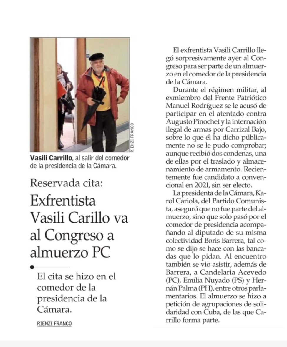 El Mercurio C4/Mientras los chilenos pagamos impuestos a cambio de prestación de servicios por parte del Estado que no solo no lo cumple, sino además, los comunistas se alimentan y además invitan a delincuentes asesinos al Congreso con los ingresos proporcionados por nosotros!!