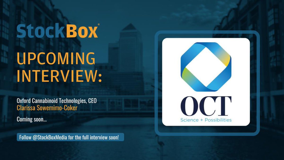 #StockBox #OCTP Upcoming Interview @StockBoxMedia is speaking to @OxCanTech CEO Clarissa Sowemimo-Coker where she discusses the de-listing of the company's shares from the LSE, why, what options are available to shareholders and the company's strategy to accelerate the…