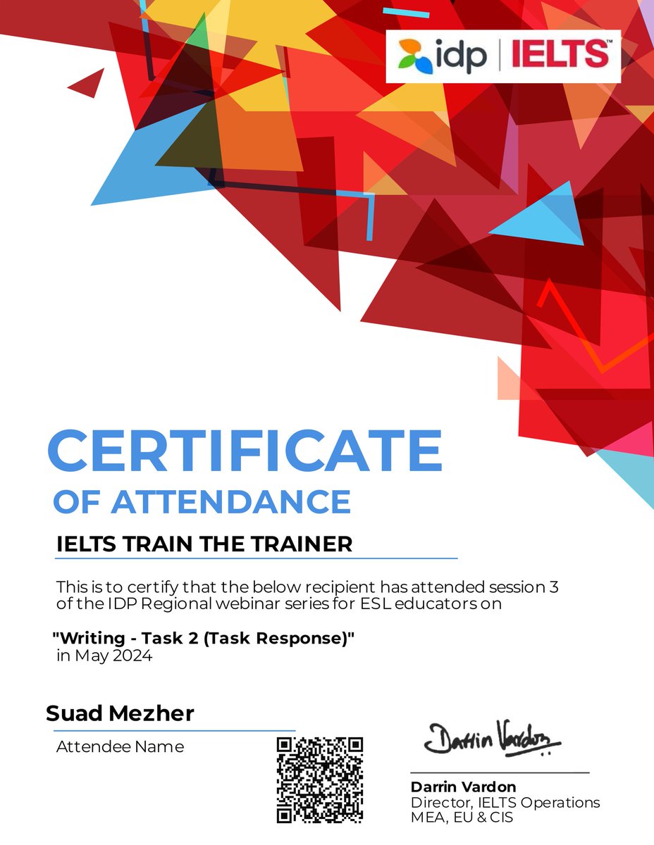 الحمدلله
خطوات نحو مدرب معتمد للايلتس بإذن الله