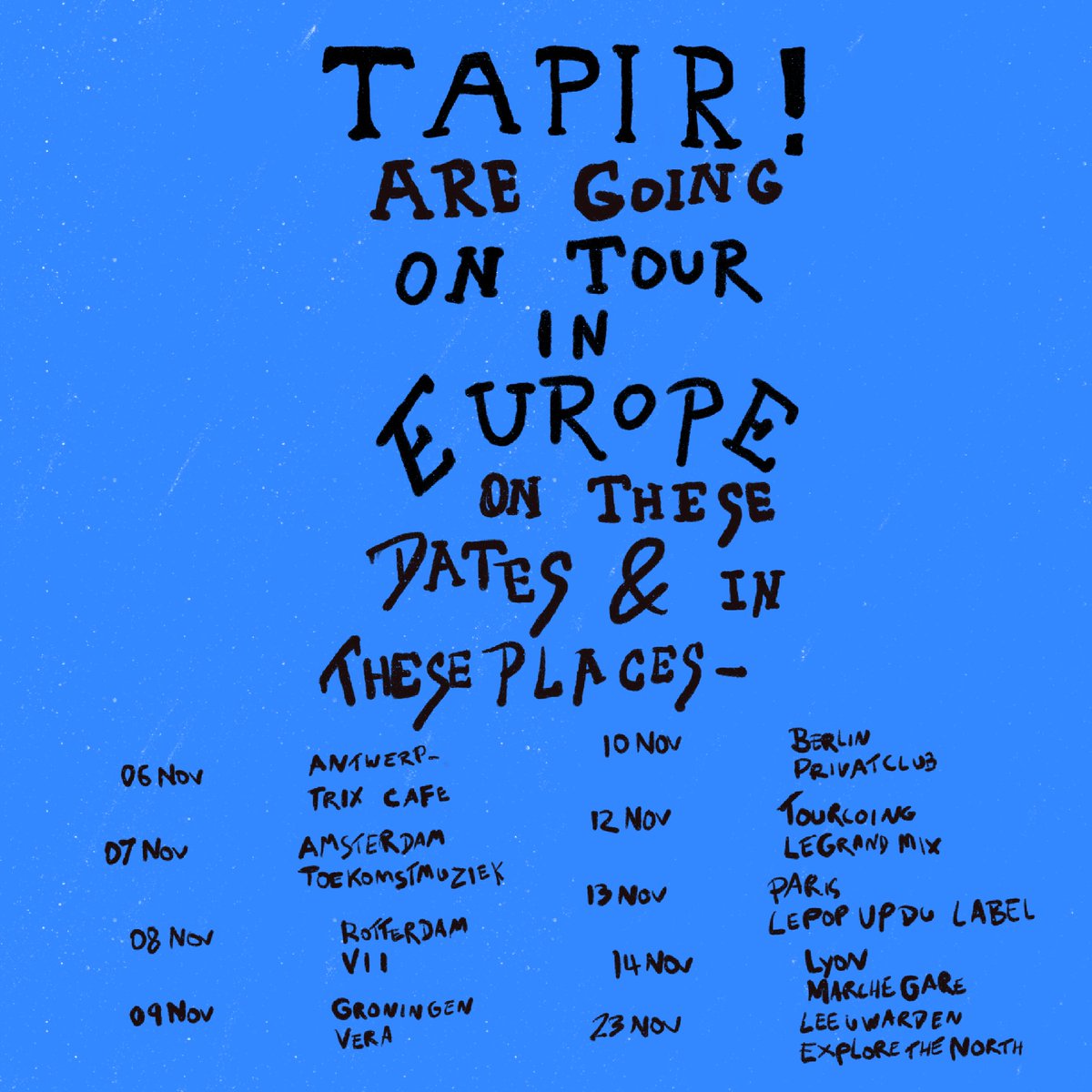 Tapir! are taking their beautiful and hypnotising live show on the road again in the autumn ✨ This one's for the European fans! 🇪🇺 Tickets for all shows can be found on Tapir!'s site below: tapirband.co.uk/shows/