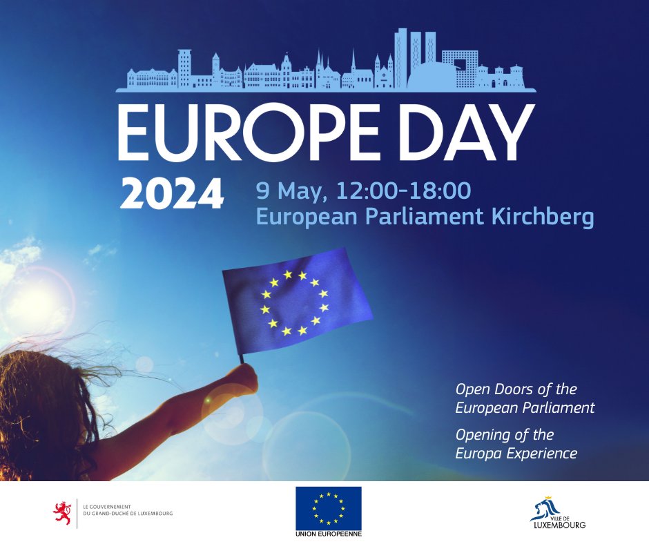 Le #Luxembourg🇱🇺 est le premier Etat membre de l'UE à avoir déclaré la #JournéedelEuropeun jour férié: le 9 mai, vous pourrez célébrer l’Europe au Parlement européen au Kirchberg !🇪🇺 ➡️europa.eu/!J3GkrV #EuropeDay2024 #EuropeDayLux