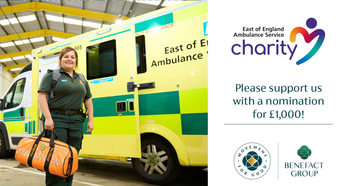 Vote for our charity to receive a £1,000 donation through the Movement for Goods awards! 🎉 All funds are used to support our volunteers, staff, patients and communities. So vote for the East of England Ambulance Service Charity today! 👉 movementforgood.com/index.php?cn=1…