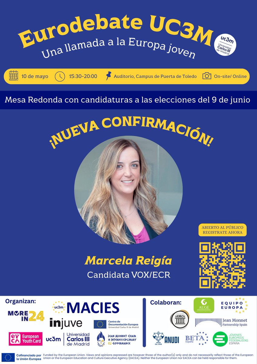 🔔¡Marcela Reigía confirmada como última debatiente en EURODEBATE UC3M! Completamos un panel inigualable para debatir sobre preocupaciones clave de la juventud europea🇪🇺 ¡Todavía estás a tiempo de apuntarte! #EurodebateUC3M 🔗Link a la inscripción: lnkd.in/g9RdPFRf