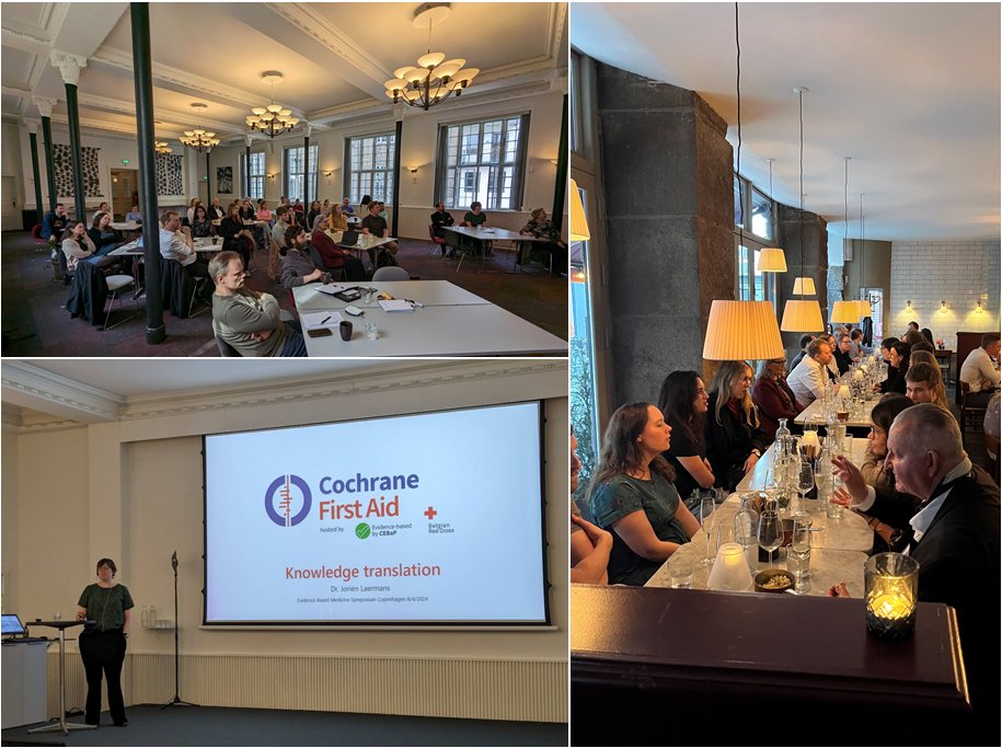 On 8 April, CEBaP researcher and @Cochrane_FA coordinator Jorien (bottom left of the collage) talked about #knowledge translation at the Evidence-Based Medicine Symposium in Copenhagen 🇩🇰 , hosted by @CochraneDK. Read a short impression on our website ➡️ shorturl.at/koSY8
