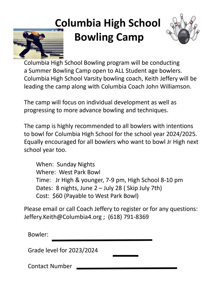 Interested in our Summer Bowling Camp? Here's the info!