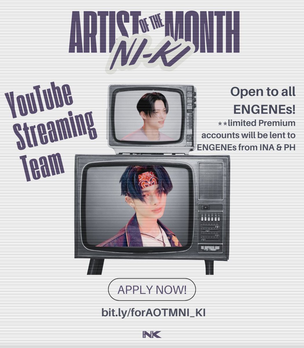 [💜] 240508 • AOTM NI-KI ENGENEs! We're on the lookout for dedicated fans to join us in YouTube streaming. 🙏🏼 Everyone is invited to join! Let's form a supportive community that actively backs AOTM NI-KI and each other to achieve our goals. No premium account? No problem!…
