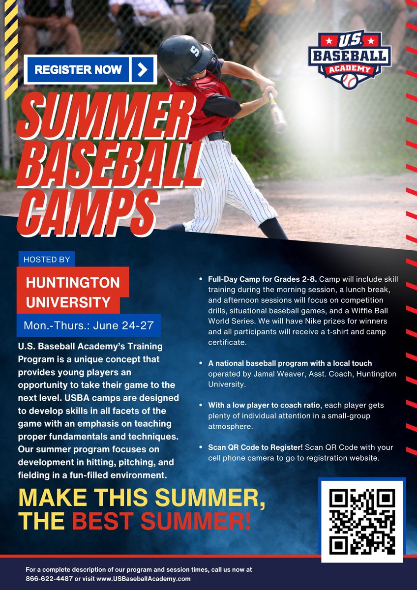 MARK YOUR CALENDAR In partnership with US Baseball Academy, we will be holding a summer kids camp at Huntington University. The camp with be ran by myself and @WeaverJamar_8. Camp with be from June 24-27 at Forest Glen Park! Look forward to seeing y’all there!