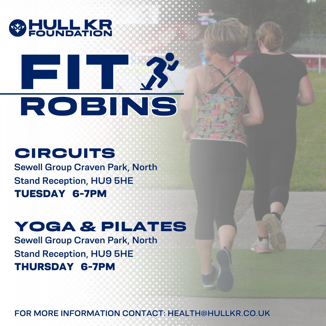 Get Involved ✅ Fit Robins 💪 🗓️ Tuesdays and Thurdays 📍 Sewell Group Craven Park 🕰️ 6-7PM #RobinsTogether❤️🤍
